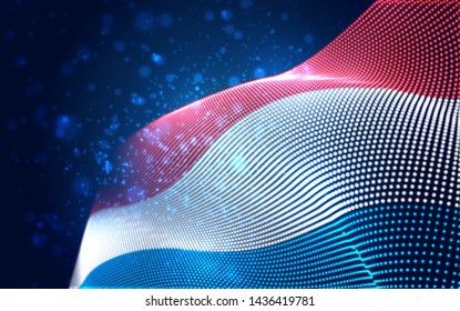 Vector bright glowing country flag of abstract dots. Luxembourg