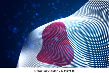Vector bright glowing country flag of abstract dots. Japan