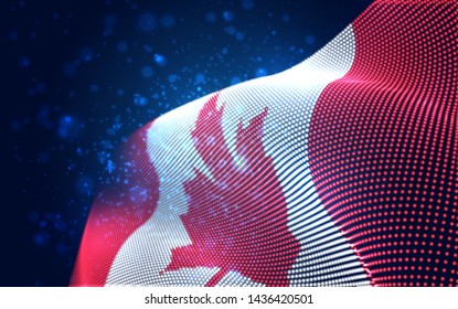 Vector bright glowing country flag of abstract dots. Canada