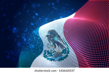 Vector bright glowing country flag of abstract dots.  Mexico