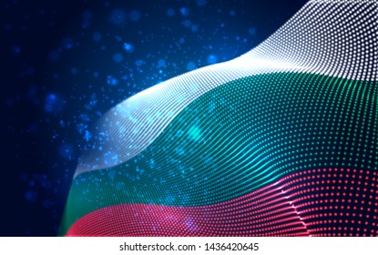 Vector bright glowing country flag of abstract dots. Bulgaria