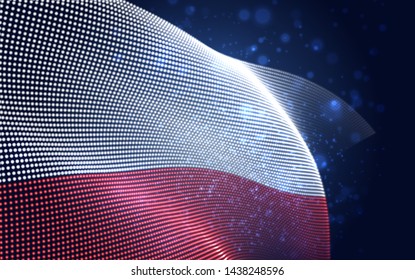 Vector bright glowing country flag of abstract dots. Poland