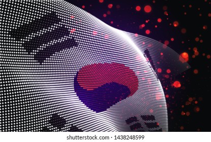 Vector bright glowing country flag of abstract dots. Korea