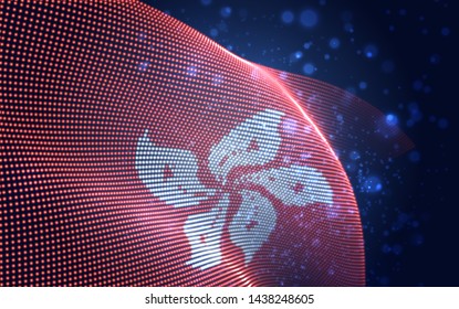 Vector bright glowing country flag of abstract dots. Hong Kong