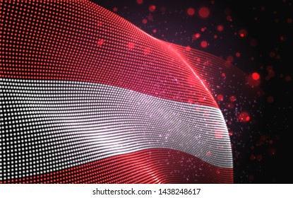 Vector bright glowing country flag of abstract dots. Austria