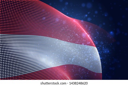 Vector bright glowing country flag of abstract dots. Austria