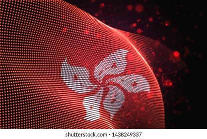 Vector bright glowing country flag of abstract dots. Hong Kong