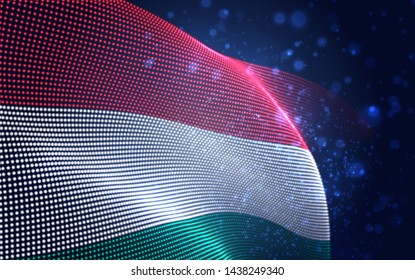 Vector bright glowing country flag of abstract dots. Hungary