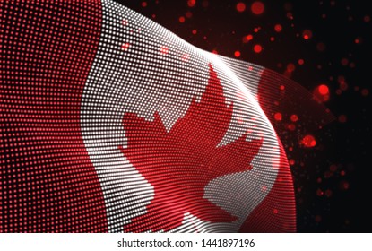 Vector bright glowing country flag of abstract dots. Canada