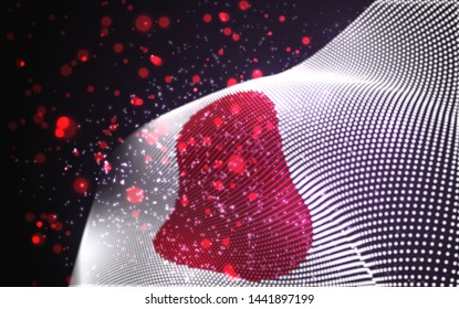 Vector bright glowing country flag of abstract dots. Japan