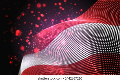 Vector bright glowing country flag of abstract dots. Austria
