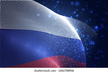 Vector bright glowing country flag of abstract dots. Russia
