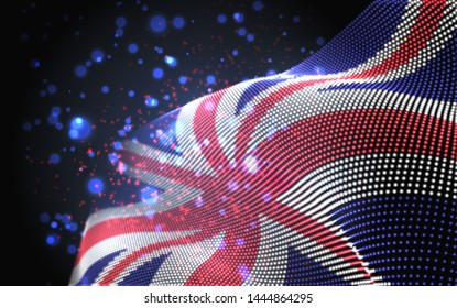 Vector bright glowing country flag of abstract dots. England