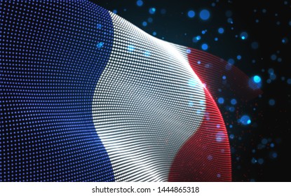 Vector bright glowing country flag of abstract dots. France