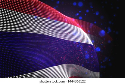 Vector bright glowing country flag of abstract dots. Thailand