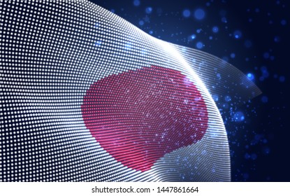 Vector bright glowing country flag of abstract dots. Japan