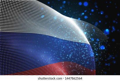 Vector bright glowing country flag of abstract dots. Russia