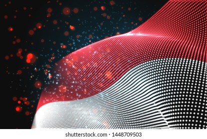Vector bright glowing country flag of abstract dots. Monaco