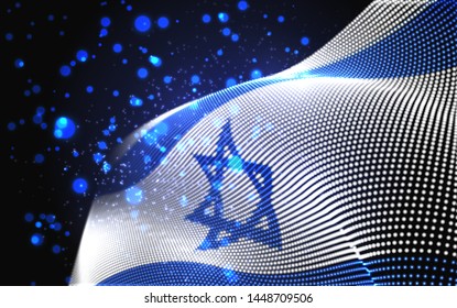 Vector bright glowing country flag of abstract dots. Israel
