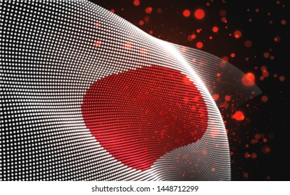 Vector bright glowing country flag of abstract dots. Japan