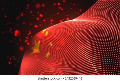 Vector bright glowing country flag of abstract dots. China