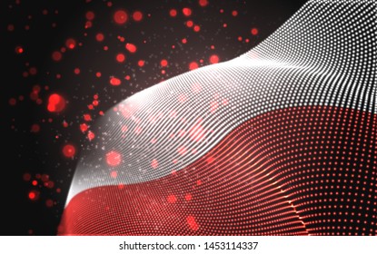 Vector bright glowing country flag of abstract dots. Poland