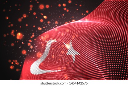 Vector bright glowing country flag of abstract dots. Turkey