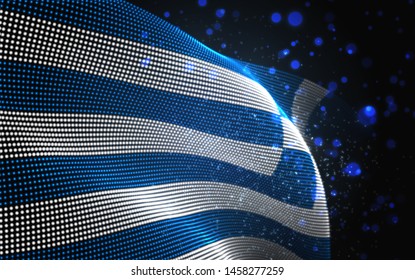 Vector bright glowing country flag of abstract dots. Greece
