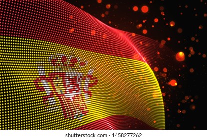 Vector bright glowing country flag of abstract dots.Spain