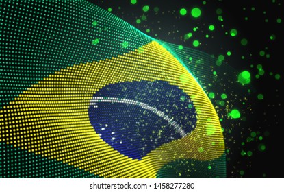 Vector bright glowing country flag of abstract dots. Brazil