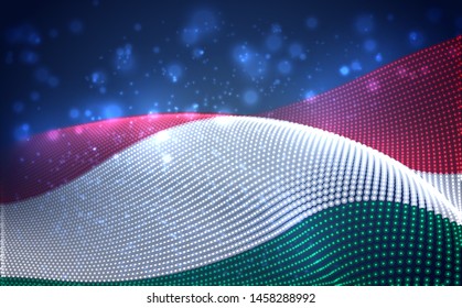 Vector bright glowing country flag of abstract dots. Hungary