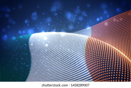 Vector bright glowing country flag of abstract dots. Ireland