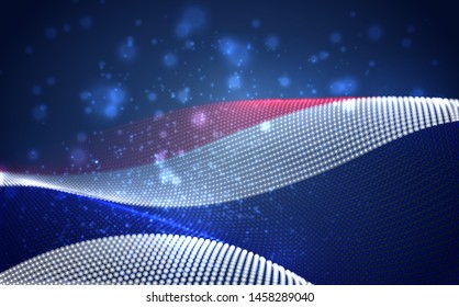 Vector bright glowing country flag of abstract dots. Thailand