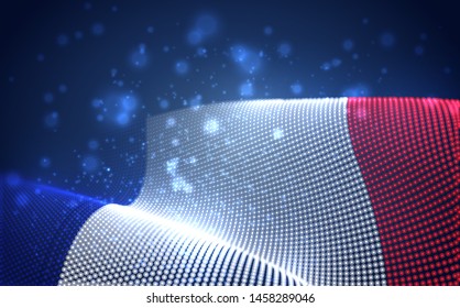 Vector bright glowing country flag of abstract dots. France