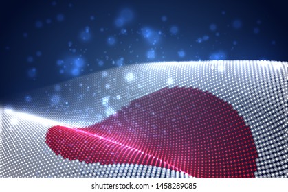 Vector bright glowing country flag of abstract dots. Japan