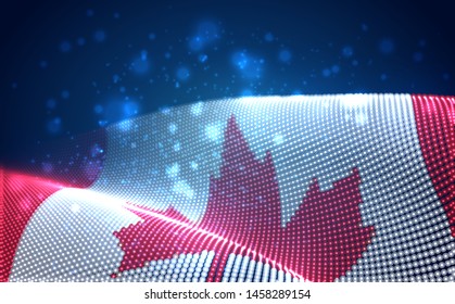 Vector bright glowing country flag of abstract dots. Canada