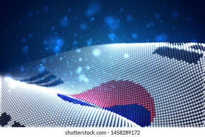 Vector bright glowing country flag of abstract dots. Korea