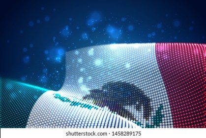 Vector bright glowing country flag of abstract dots.  Mexico