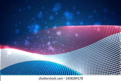 Vector bright glowing country flag of abstract dots. Luxembourg