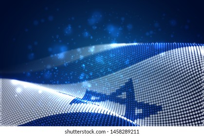 Vector bright glowing country flag of abstract dots. Israel