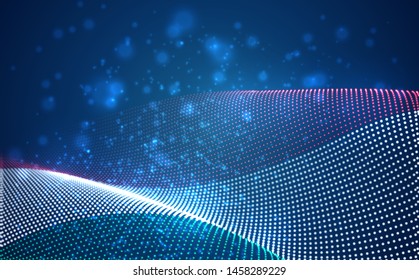 Vector bright glowing country flag of abstract dots. Hungary