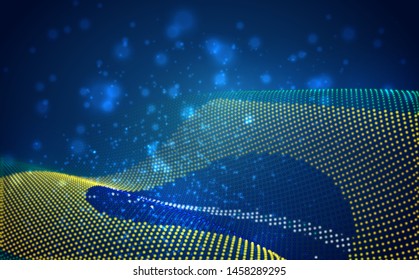 Vector bright glowing country flag of abstract dots. Brazil