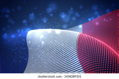 Vector bright glowing country flag of abstract dots. France