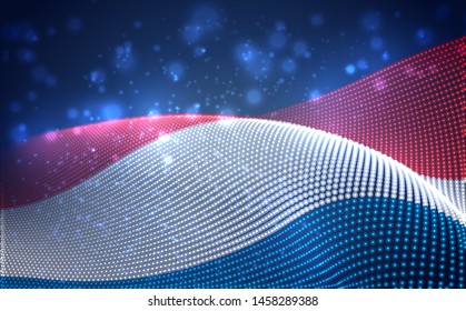 Vector bright glowing country flag of abstract dots. Luxembourg