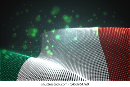 Vector bright glowing country flag of abstract dots. Italy