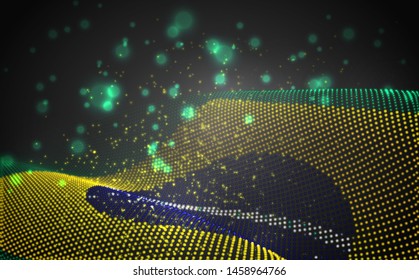 Vector bright glowing country flag of abstract dots. Brazil