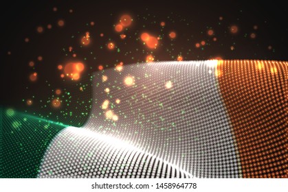 Vector bright glowing country flag of abstract dots. Ireland
