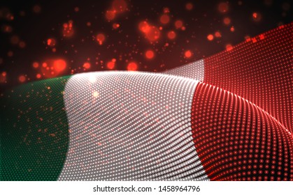 Vector bright glowing country flag of abstract dots. Italy