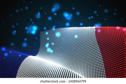 Vector bright glowing country flag of abstract dots. France