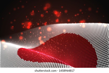 Vector bright glowing country flag of abstract dots. Japan